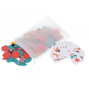 Drevené puzzle MONTESSORI, farebné mozaikové tvary, 180 dielikov-MOVEO