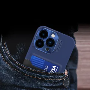 MG Leather Stand kryt na iPhone 14 Plus, modrý
