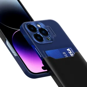 MG Leather Stand kryt na iPhone 14 Plus, modrý