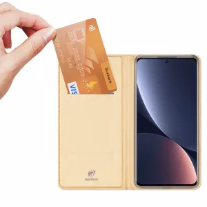Dux Ducis Skin Pro knižkové kožené puzdro na Xiaomi 12 Pro, zlaté