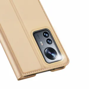 Dux Ducis Skin Pro knižkové kožené puzdro na Xiaomi 12 Pro, zlaté
