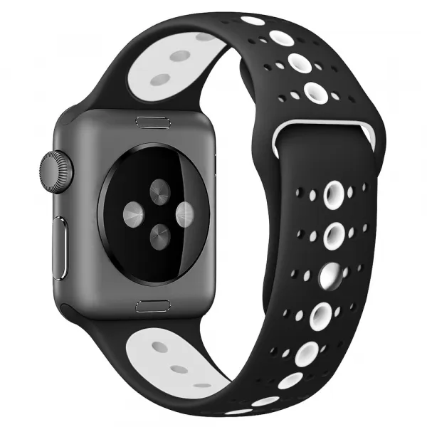 BStrap Silicone Sport remienok na Apple Watch 42/44/45mm, Black White (SAP007C12)