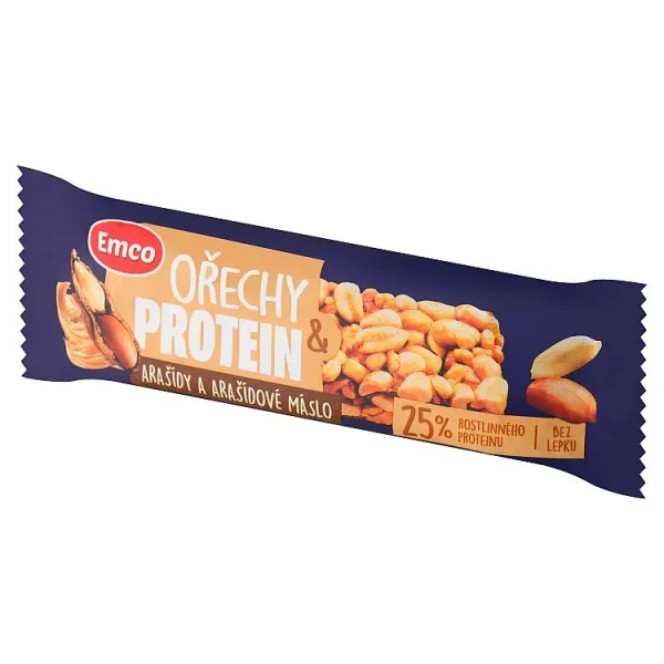Emco Arašidová tyčinka so sójovým proteínom, arašidovou pastou a lieskovými orechmi 40 g