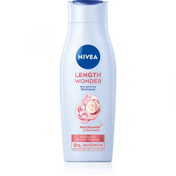 NIVEA Length Wonder posilňujúci šampón na rozstrapkané končeky vlasov 400 ml