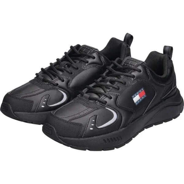 Tommy Hilfiger TJM RUNNER LEATHER Pánska vychádzková obuv, čierna, veľkosť