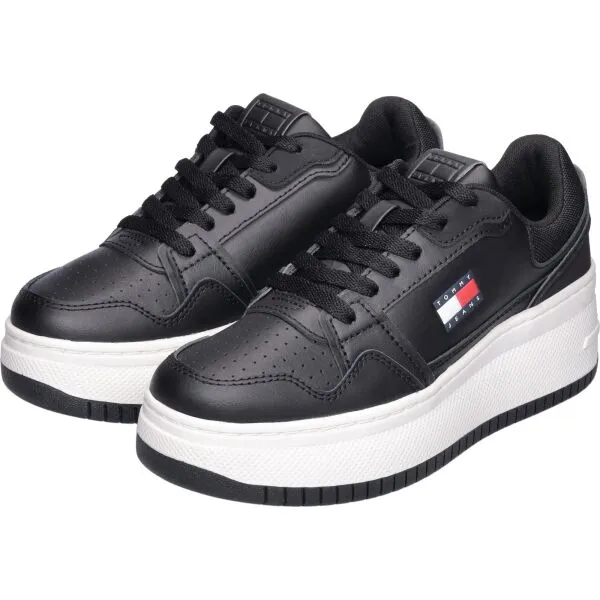 Tommy Hilfiger TJW RETRO BASKET FLATFORM Dámska vychádzková obuv, čierna, veľkosť
