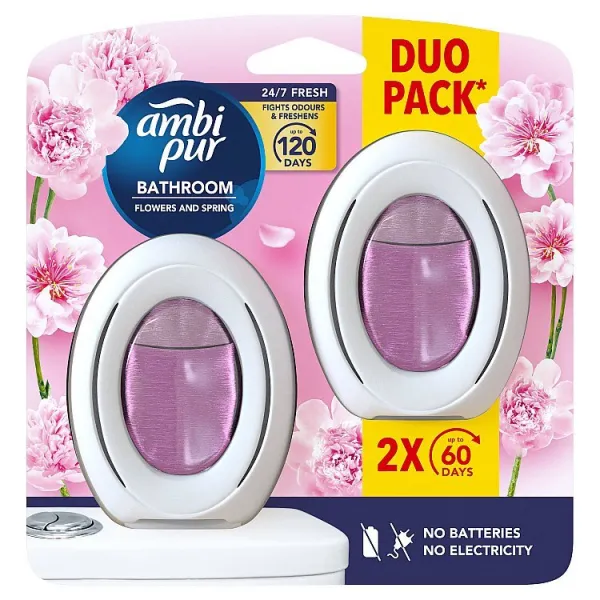 Ambi Pur Bathroom Flowers & Spring, Nepretržitý Osviežovač Vzduchu, 2 Kusov