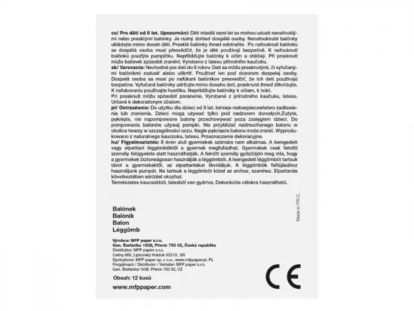 MFP 8000128 Balónik M balenie 12ks štandard 23cm všechno nejlepší mix