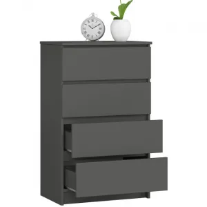 Ak furniture Komoda Kuba 60 cm - 4 šuplíky grafit