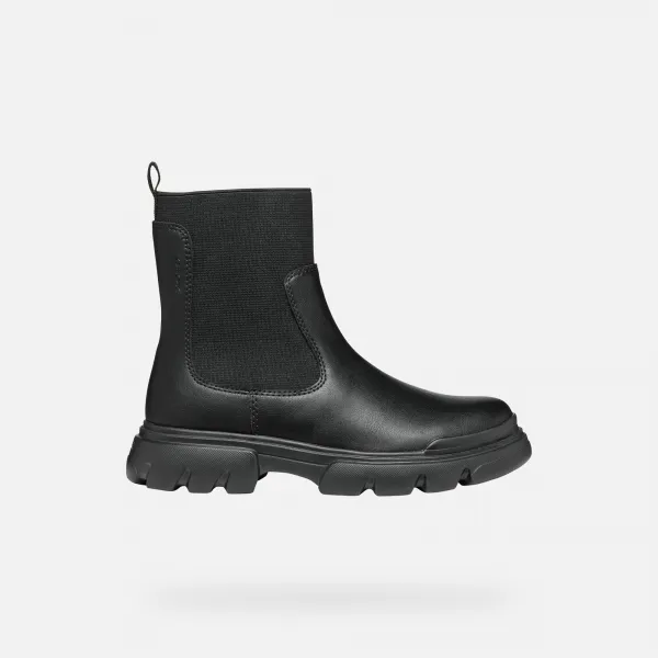 Black Girls Ankle Boots Geox Junette - Girls