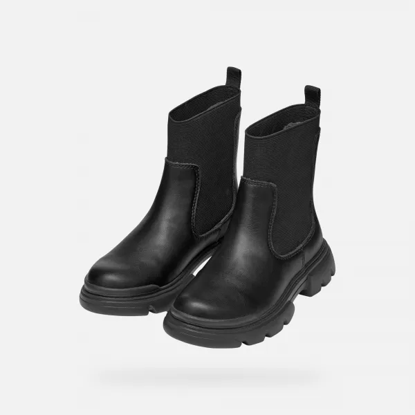 Black Girls Ankle Boots Geox Junette - Girls