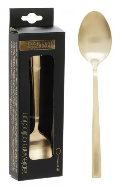 Excellent Houseware Sada 4 ks dezertních lžiček GILD zlatá