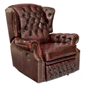 indickynabytok.sk - Elektrické polohovacie kreslo Chesterfield Stunning z pravej hovädzej kože Red