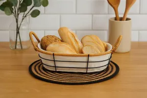 KINVARA Drôtený košík HELPER s látkovou vložkou čierny/hnedý