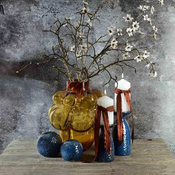 Mondex Keramický svietnik YARINE BLUE 20 cm modrý