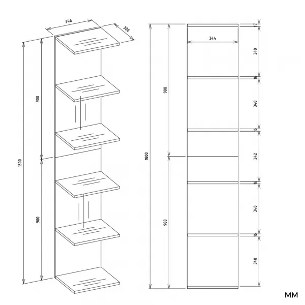 TP Living Regál FRAME 180 cm biely