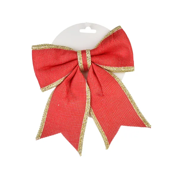 Mondex Vianočná dekoračná mašľa Santa Lila 18x20 cm červeno-zlatá