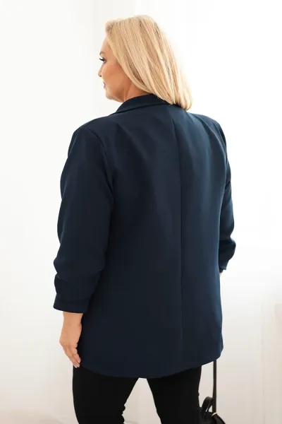 Legínovo Elegantné béžové dámske sako Plus Size Farba: Námornícka modrá, Veľkosť: UNI