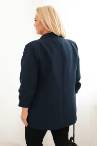 Legínovo Elegantné béžové dámske sako Plus Size Farba: Námornícka modrá, Veľkosť: UNI