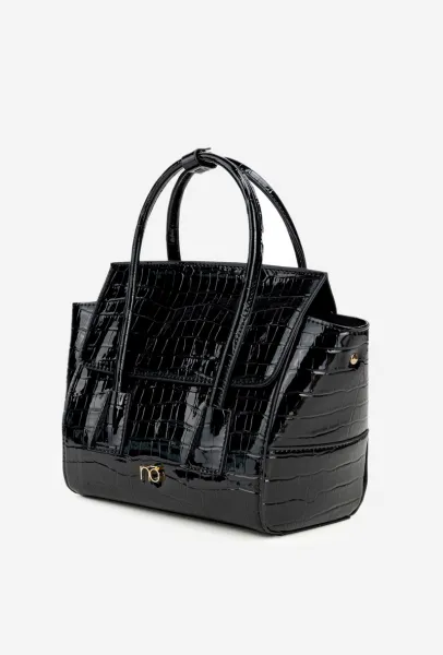 Malá kabelka krabička s reliéfnym vzorom NOBO BAG5800-M20 Čierna