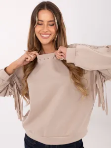 Factory Dámska oversize mikina s cvokmi a strapcami – štýlový casual kúsok Farba: Hnedá, Veľkosť: UNI