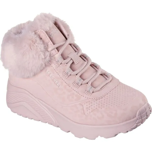 Skechers UNO LITE - COZY LEOPARD Dievčenská zimná obuv, ružová, veľkosť