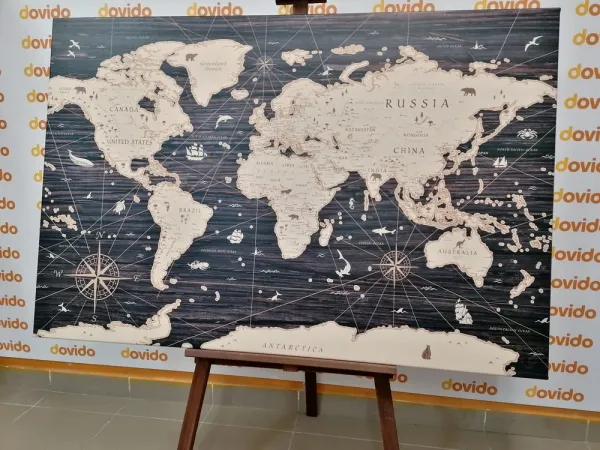 Obraz mapa na drevenom pozadí