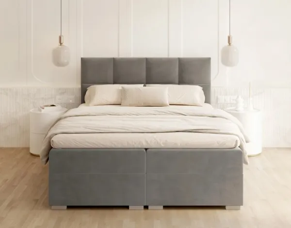 FDM Manželská posteľ PORTLAND Boxspring | sivá 180 x 200 cm