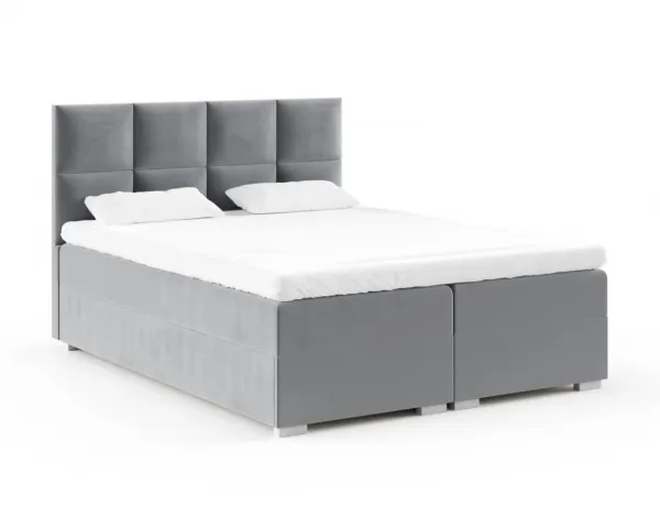 FDM Manželská posteľ PORTLAND Boxspring | sivá 180 x 200 cm