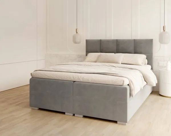 FDM Manželská posteľ PORTLAND Boxspring | sivá 180 x 200 cm