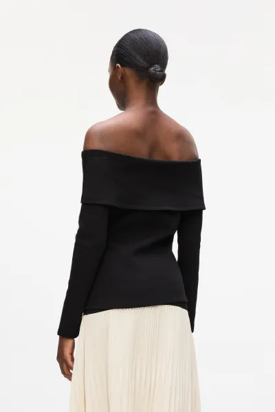 Top Karl Lagerfeld Off Shoulder Sweatshirt Black