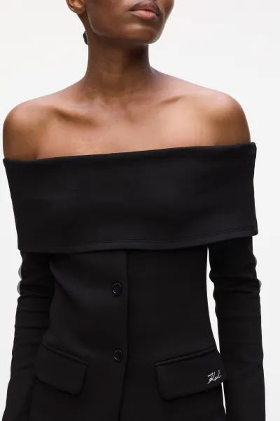Top Karl Lagerfeld Off Shoulder Sweatshirt Black