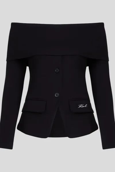 Top Karl Lagerfeld Off Shoulder Sweatshirt Black