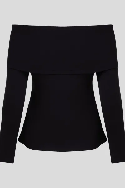 Top Karl Lagerfeld Off Shoulder Sweatshirt Black