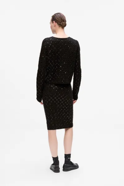 Kardigán Karl Lagerfeld Embellished Knit Cardigan Black