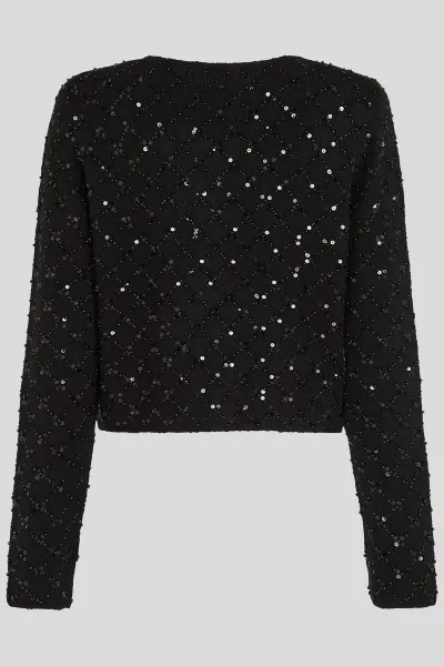 Kardigán Karl Lagerfeld Embellished Knit Cardigan Black