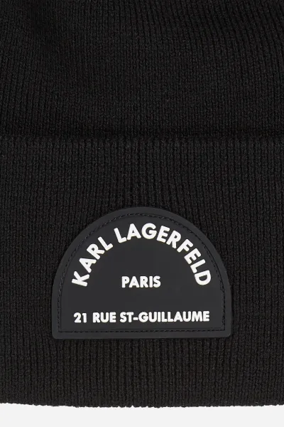 Čiapka s prímesou vlny Karl Lagerfeld čierna farba, A4W33107