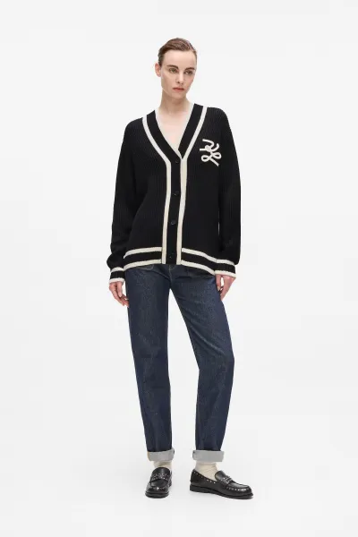 Kardigán Karl Lagerfeld Soutache Autograph Cardigan Black