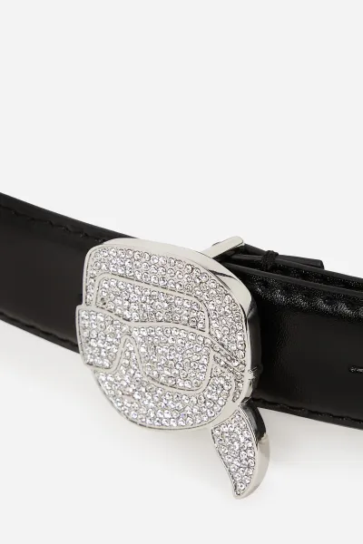 Opasok Karl Lagerfeld Ikon Rhinestone H2.5 Belt Black