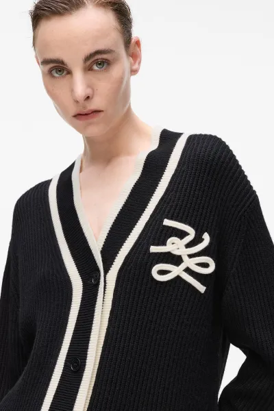 Kardigán Karl Lagerfeld Soutache Autograph Cardigan Black