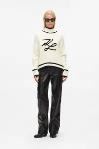 Sveter Karl Lagerfeld Soutache Autograph Knit White