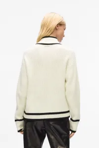 Sveter Karl Lagerfeld Soutache Autograph Knit White