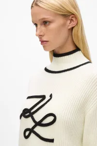 Sveter Karl Lagerfeld Soutache Autograph Knit White