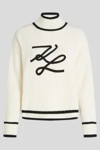 Sveter Karl Lagerfeld Soutache Autograph Knit White