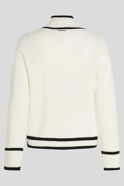 Sveter Karl Lagerfeld Soutache Autograph Knit White