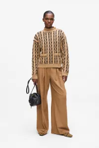 Sveter Karl Lagerfeld Cable Knit Mock Neck Nougat