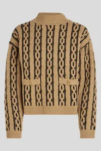 Sveter Karl Lagerfeld Cable Knit Mock Neck Nougat