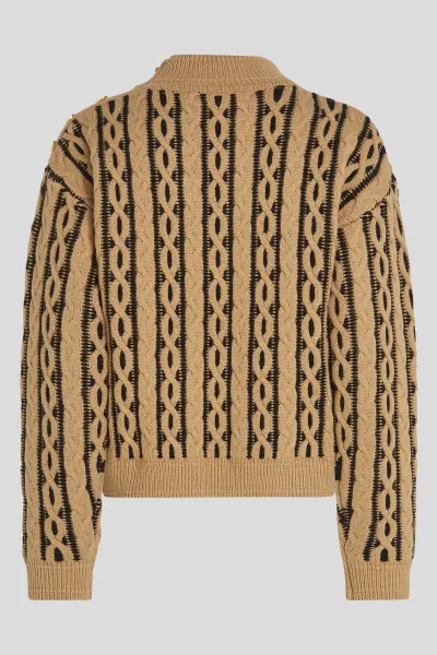 Sveter Karl Lagerfeld Cable Knit Mock Neck Nougat