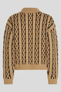 Sveter Karl Lagerfeld Cable Knit Mock Neck Nougat