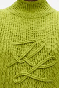 Sveter Karl Lagerfeld Soutache Autograph Knit Matcha Green